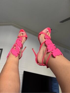 Giuseppe Zanotti Coline cruel fuschia pink wings leaves angel heels